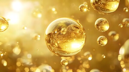 Golden Bubble Abstract Art for Cosmetics Promotion