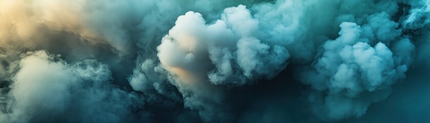 Obraz premium Abstract Blue and White Smoke Clouds on a Dark Background