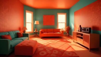 Photo interior modern design room 3d illustration;