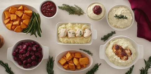 Delicious Thanksgiving Feast with Traditional Turkey and Holiday food item