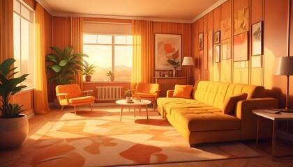 Fototapeta premium Photo interior modern design room 3d illustration;