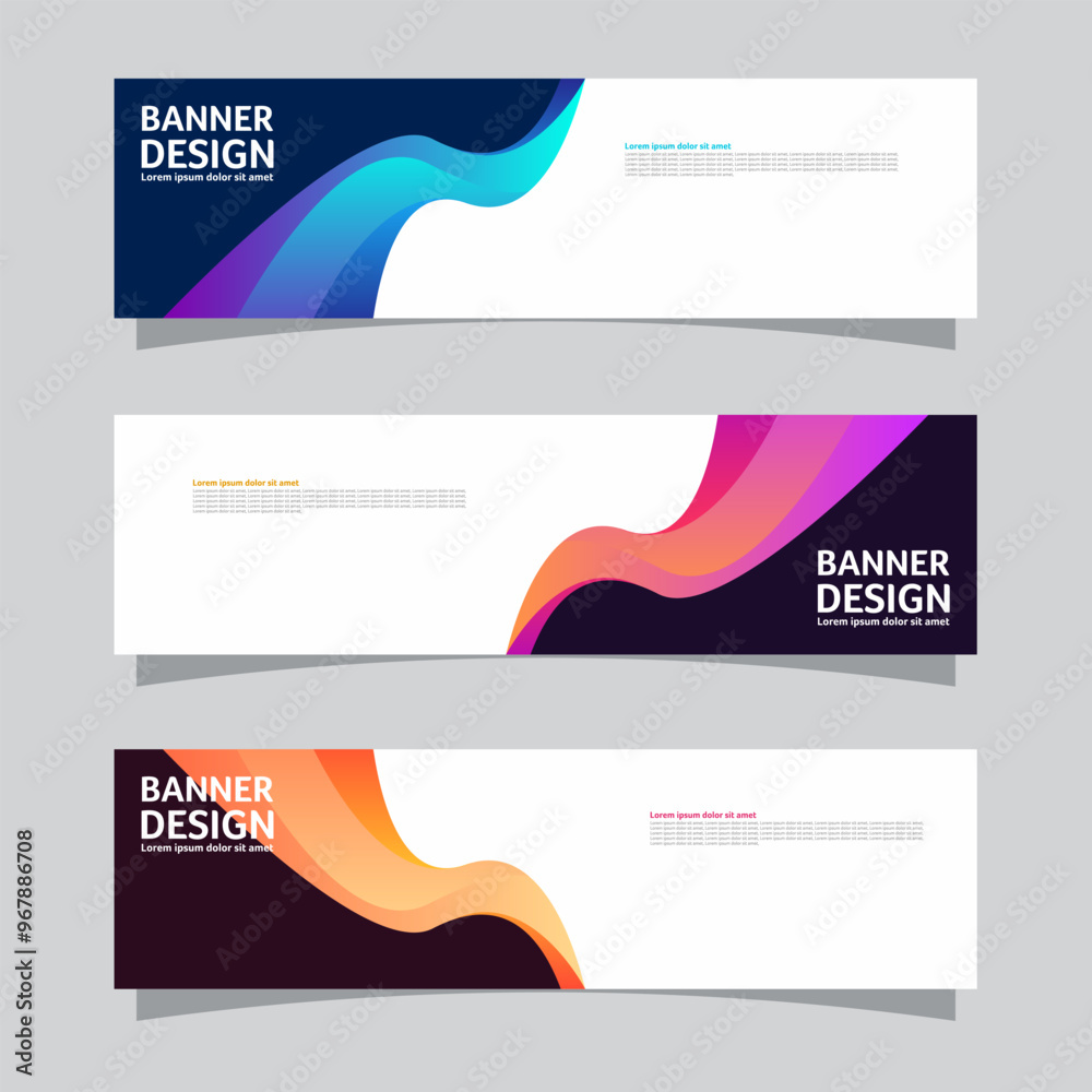 Wall mural vector set of landscape banner background design concept. colorful background business layout templa