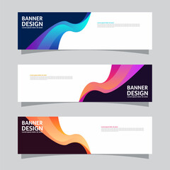 Naklejka premium Vector set of landscape banner background design concept. Colorful background business layout template