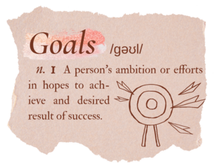 Goals png dictionary word sticker, typography in pink aesthetic, transparent background