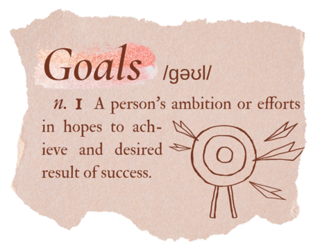 Goals png dictionary word sticker, typography in pink aesthetic, transparent background