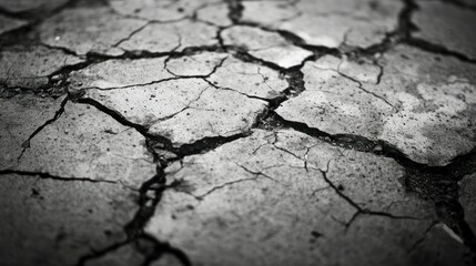 Fototapeta premium A close-up of cracked earth, highlighting drought and environmental changes.