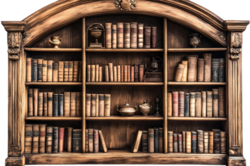wooden shelf isolated on transparent background