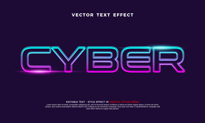 Cyber text effect with editable 3d text neon style