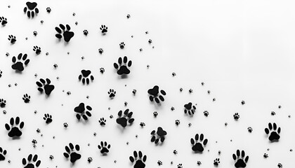 Obraz premium Dog paw prints on white background, pattern