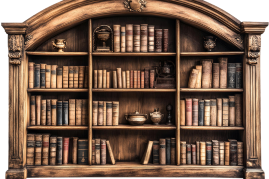 wooden shelf isolated on transparent background
