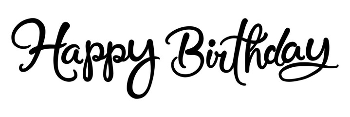 PNG happy birthday, minimal black calligraphy, digital sticker with white outline in transparent background © Rawpixel.com