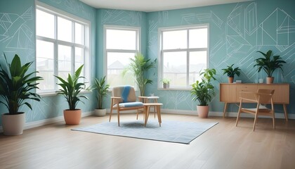 Fototapeta premium Photo interior modern design room 3d illustration;