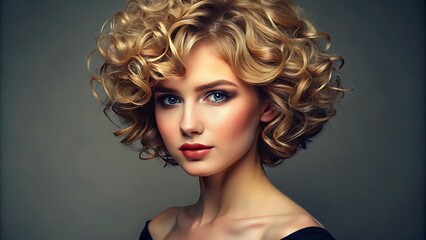 Fototapeta premium perfectly imperfect short hair perms effortless style short hair fashion fine hair cuts wavy texture curls
