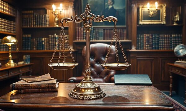 Scales of Justice in a Law Office