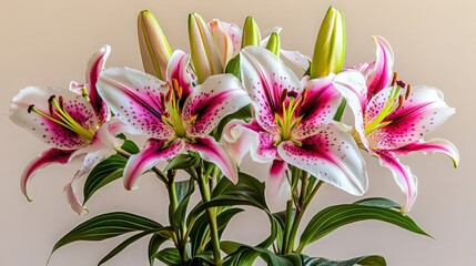 Fototapeta premium Elegant Pink and White Lilies