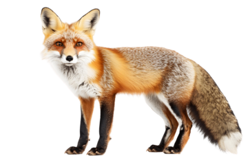 red fox vulpes 4 years old on transparent background