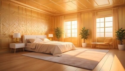 Obraz premium Photo interior modern design room 3d illustration;