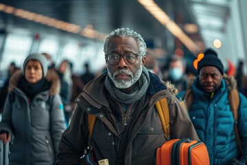 Fototapeta premium Traveler Navigating a Busy Airport