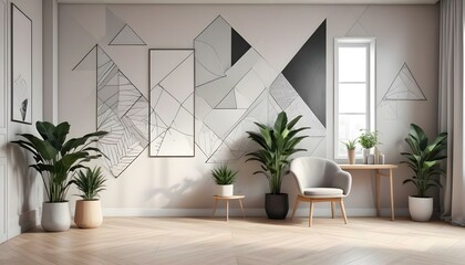 Fototapeta premium Photo interior modern design room 3d illustration;