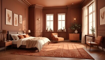 Photo interior modern design room 3d illustration;