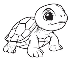 Coloring book with character kids turtle outline illustration