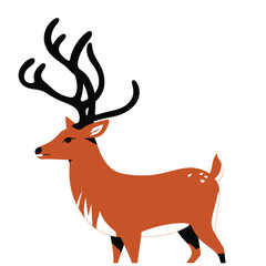 Illustrate a 2D vector of a graceful deer with antlers.
