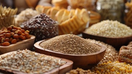 Fototapeta premium Gluten-free diet: Grain and carbohydrate options for gluten intolerance