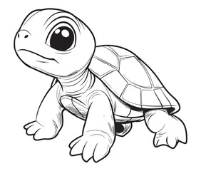Coloring book with character kids turtle outline illustration