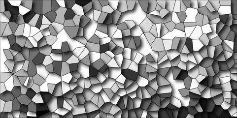 Abstract geometric pattern of gray and white irregular shapes mosaic tiles vector art Illustration. Light gray and white Broken Stained Glass Background with White lines. Voronoi diagram background.