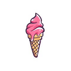 Sweet pink ice cream illustration