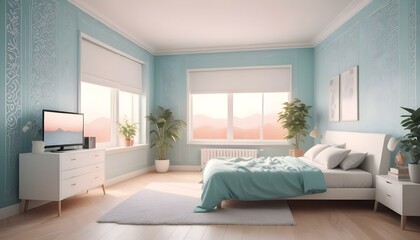 Fototapeta premium Photo interior modern design room 3d illustration;