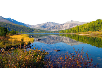 Mountain & lake png border, transparent background