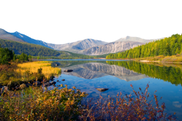 Mountain & lake png border, transparent background