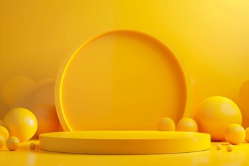 3d yellow background products display podium scene with podium