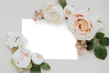 Roses on a card mockup design element