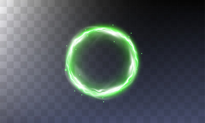 Modern magic portal symbol. Ethereal lightning substance sign and strange flame lightnings. Decor elements for magic doctor, shaman, medium. Luminous trail effect on transparent background