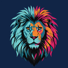 Fototapeta premium a 2D vector of a majestic lion with a flowing mane