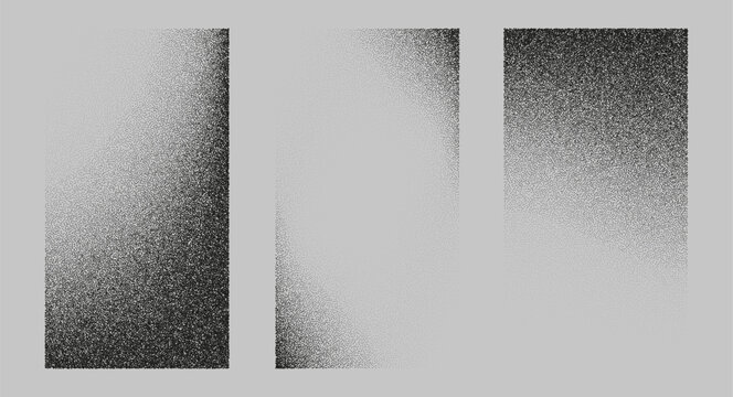 Rectangular shadows from different angles. Noise grain background, pointillism dots gradient or dotwork pattern, vector stipple effect. Grain noise halftone or grainy texture or dotwork grain noise.