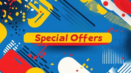 Obraz premium A minimalist vector design that creatively emphasizes special offers using dynamic colors and abstract shapes to attract attention
