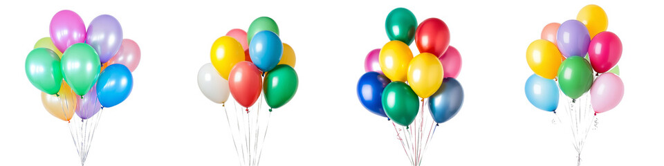Isolated colored balloons on a transparent background. Stock image.
