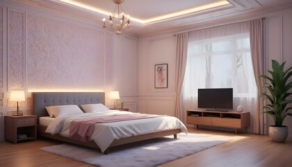 Photo interior modern design room 3d illustration;