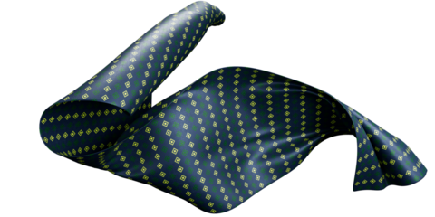 fabric rolls with geometric design and green base isolated on transparent background, Synthetic and natural fabrics with copyspace.