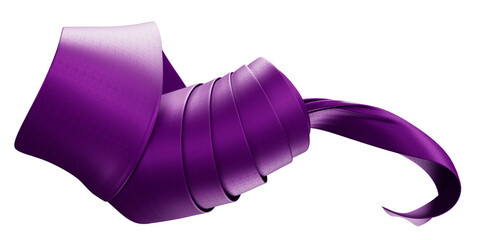 Beautiful purple ribbon isolated on transparent background. Festive decor
