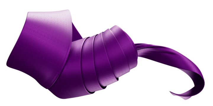 Beautiful purple ribbon isolated on transparent background. Festive decor