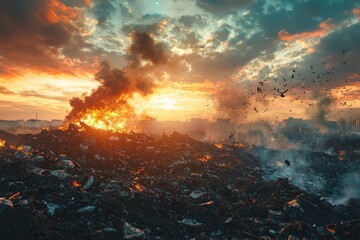 Obraz premium Waste landfill illustration created with Generative AI