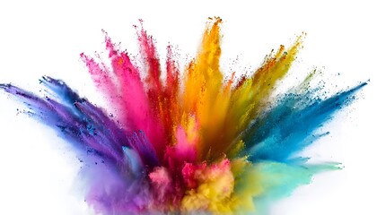 Obraz premium colorful rainbow holi paint color powder explosion isolated white background