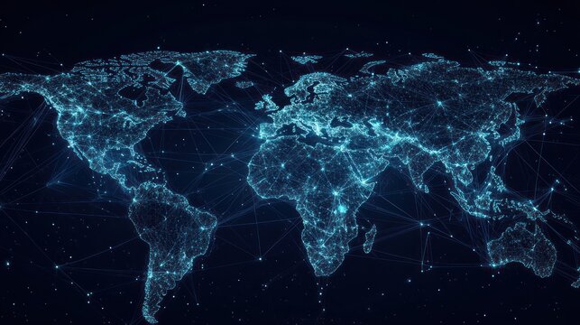 Fototapeta Global Network Map: A Digital Representation of Interconnectedness