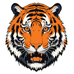 Illustrate a sharp vector of a prowling tiger with intense eyes. 
