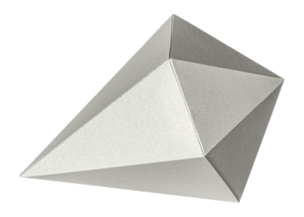 3D silver asymmetric hexagonal bipyramid paper craft design element