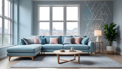 Photo interior modern design room 3d illustration;